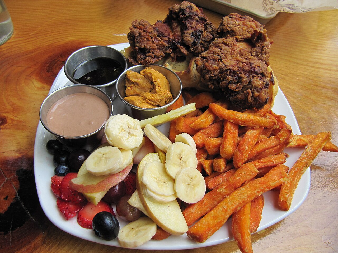 Chicken and waffles brunch platter
